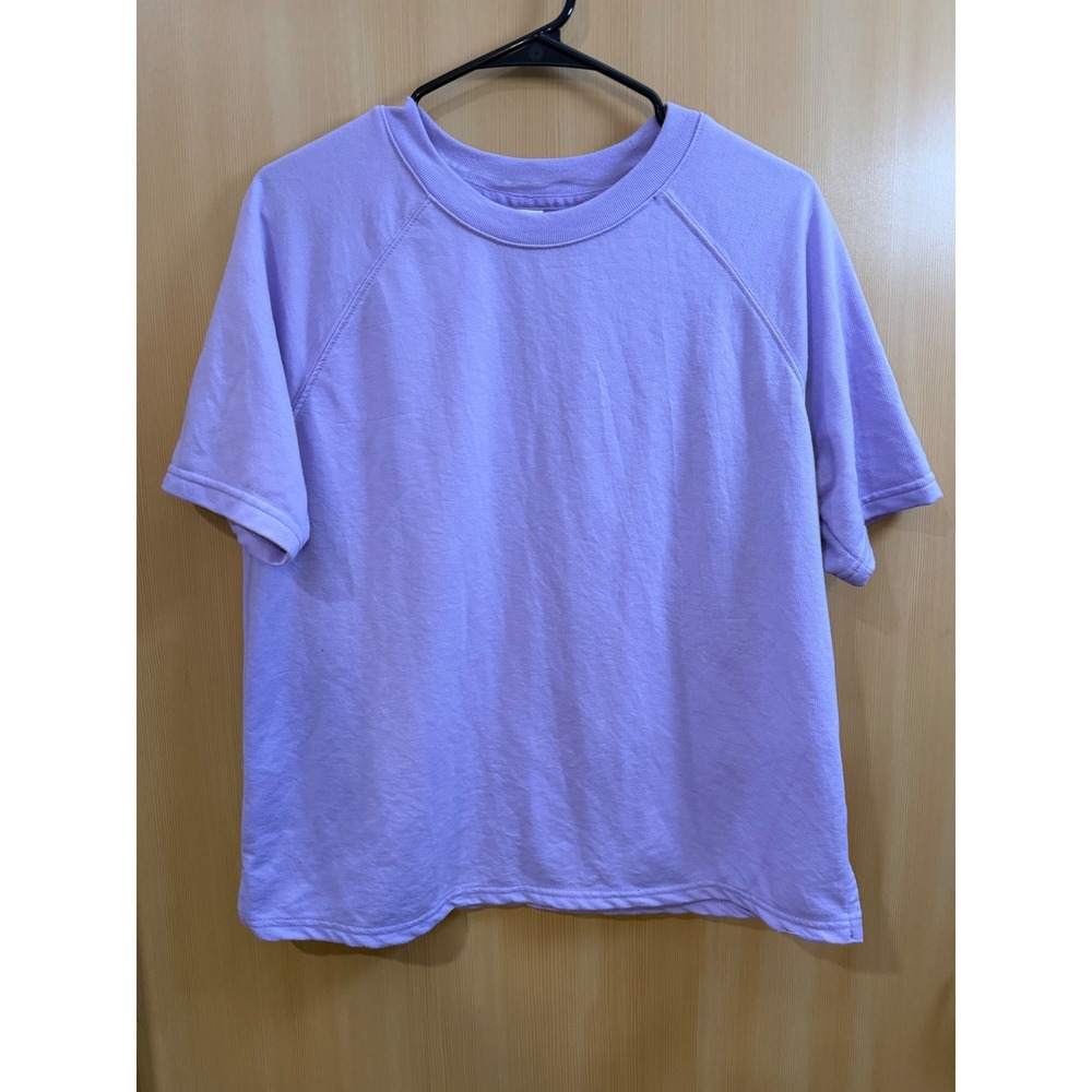 Just Be Womens Lilac Purple Short Sleeve Raglan Sweatshirt Size L
